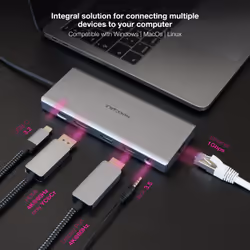 Nanocable 10.16.4612 replicatore di porte e docking station per laptop Cablato USB 3.2 Gen 1 (3.1 Gen 1) Type-C Grigio - Vista aggiuntiva 5