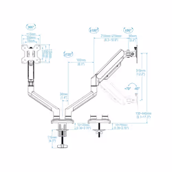 TooQ DB1434TNR-W Supporti a parete per TV 86,4 cm (34") Scrivania Bianco - Vista aggiuntiva 7