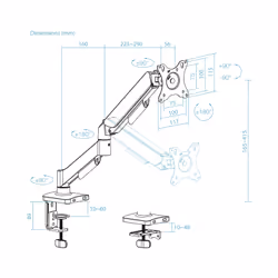 TooQ DB1733TNR-B Supporti a parete per TV 81,3 cm (32") Scrivania Nero - Vista aggiuntiva 7