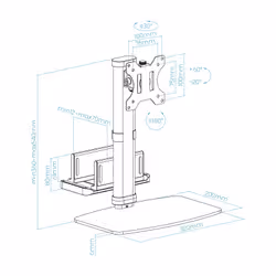TooQ DB1128TN-B Supporti a parete per TV 68,6 cm (27") Scrivania Nero - Vista aggiuntiva 7