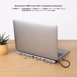 Nanocable 10.16.1012 replicatore di porte e docking station per laptop Cablato USB 3.2 Gen 1 (3.1 Gen 1) Type-C Grigio - Vista aggiuntiva 4