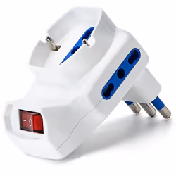 tripla elettrica 3 prese bipasso 1 schuko con interruttore bianco tensione massima 250 volt potenza massima 1500 watt interru ...