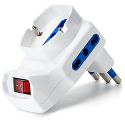 tripla elettrica 3 prese bipasso 1 schuko con interruttore bianco