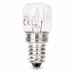lampadina da forno T22 250° E14 bianco caldo 15 watt G alimentazione 220-230 volt gradazione luce 2300 k lumen 70 massima tem ...