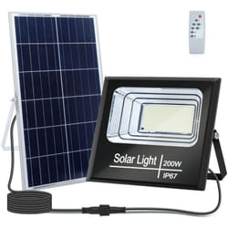 Faro Led 200W Nero con pannello solare IP67 Bianco freddo 6500K Dimmerabile con telecomando e crepuscolare Aigostar