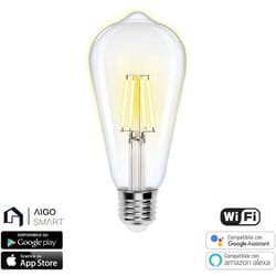 Aigostar - Lampadina Led a Filamento Smart ST64 E27 6W WiFi cct luce regolabile e dimmerabile