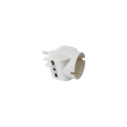 Electraline 71919 Adattatore spina tedesca multipresa 3 posti 1 schuko + 2 bivalenti 10/16A spina grande 16A