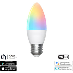 Lampadina Led Smart C37 E27 6,5W WiFi rgb cct luce regolabile e dimmerabile Aigostar