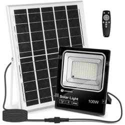 Faro Led 100W Nero con pannello solare IP66 Bianco freddo 6500K Dimmerabile con telecomando e crepuscolare Aigostar