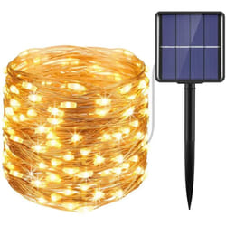Catena luminosa solare natalizia led natale 10mt 100 led bianco caldo