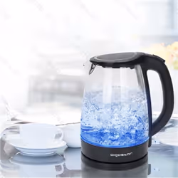 Aigostar 30GOM bollitore elettrico 1,7 L 2200 W Nero, Trasparente