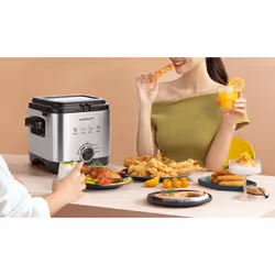 Aigostar 30IZD friggitrice Singolo 1,5 L Indipendente 1000 W Nero, Acciaio inox
