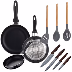 Set di padelle San Ignacio, realizzate in alluminio pressato, con esterno rivestito in nero, resistente alle alte temperature ...
