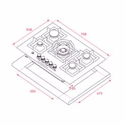 Teka EFX 70.1 5G AI AL DR CI Acciaio inox Da incasso 75 cm Gas 5 Fornello(i) - Vista aggiuntiva 2