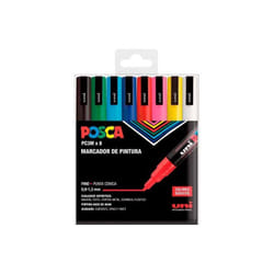 Uni-ball - Uniball marker posca pc-3m/8c non permanente a punta fine 0,9mm-1,3mm colori assortiti basic -case 8u-.