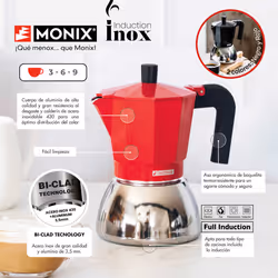 Monix M863103 caffettiera manuale Moka 0,195 L Rosso - Vista aggiuntiva 2