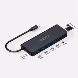 Approx APPC53 replicatore di porte e docking station per laptop USB 3.2 Gen 1 (3.1 Gen 1) Type-C Nero