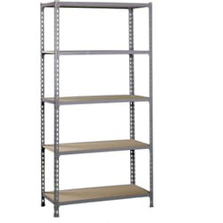 Scaffale in metallo Simon Rack senza viti colore grigio/legno 5 ripiani 1800x900x400 mm Made in Spain