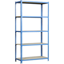 Scaffale in metallo Simon Rack senza viti colore blu/legno 5 ripiani 1800x900x400 mm Made in Spain
