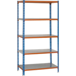 Scaffale in metallo Simon Rack senza viti colore blu/arancio/galvanizzato 5 ripiani 1800x900x500 mm Made in Spain
