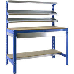 Banco tavolo da lavoro in metallo Simon Rack senza viti colore blu/legno 1445x1210x610 mm Made in Spain