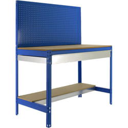 Simonrack - Banco tavolo da lavoro in metallo Simon Rack senza viti colore blu/legno 1445x1210x610 mm Made in Spain