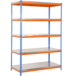 Scaffale in metallo Simon Rack senza viti colore blu/arancio/galvanizzato 5 ripiani 2000x1000x600 mm Made in Spain