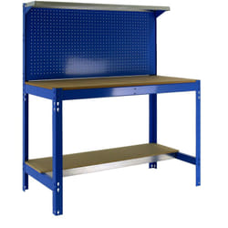 Simonrack - Banco tavolo da lavoro in metallo Simon Rack senza viti colore blu/legno 1445x1210x610 mm Made in Spain