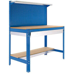 Banco tavolo da lavoro in metallo Simon Rack senza viti colore blu/legno 1445x1210x610 mm Made in Spain