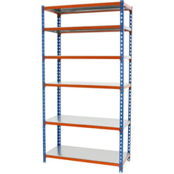 Scaffale in metallo Simon Rack senza viti colore blu/arancio/galvanizzato 6 ripiani 2500x800x500 mm Made in Spain