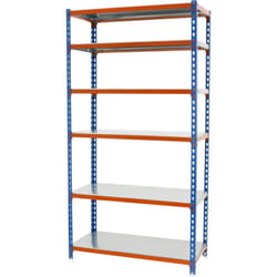 Scaffale in metallo Simon Rack senza viti colore blu/arancio/galvanizzato 6 ripiani 2500x900x500 mm Made in Spain