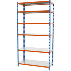 Scaffale in metallo Simon Rack senza viti colore blu/arancio/galvanizzato 6 ripiani 2500x1100x500 mm Made in Spain