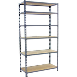 Scaffale in metallo Simon Rack senza viti colore grigio/legno 6 ripiani 2500x1100x300 mm Made in Spain