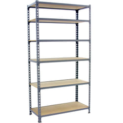 Scaffale in metallo Simon Rack senza viti colore grigio/legno 6 ripiani 2500x900x500 mm Made in Spain