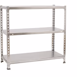 Scaffale in metallo senza viti, colore GALVANIZZATO.Ha 3 ripiani. Le dimensioni di questa scaffalatura sono: 900x1100x500 mm. ...