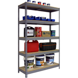 Simonrack - Scaffale in metallo Simon Rack senza viti colore grigio/legno 5 ripiani 2000x1200x450 mm Made in Spain