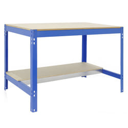 Banco tavolo da lavoro in metallo Simon Rack senza viti colore blu/legno 842x1210x610 mm Made in Spain
