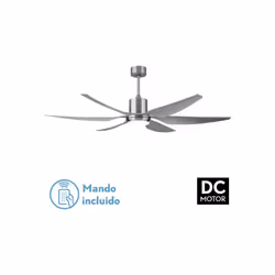 Ventilatore DC serie OTTO de color nichel con 6 pale color argento. Colore della luce: Warm White Warm Freddo e naturale Lume ...