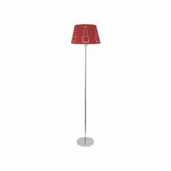 Lampada da terra de serie Celaya de colore rosso. È realizzata in metallo e materiale tessile. La struttura è di colore croma ...