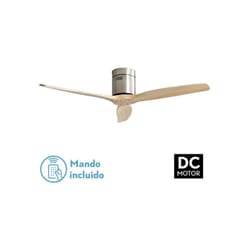 Fabrilamp - todolampara - Ventilatore de motore a soffitto dc modello aguilon Nickel, 3 pale Haya, 5 velocità, telecomando, timer, silenzioso e a