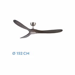 Ventilatore MARIN senza luce, in metallo e legno, di colore NICKEL con tre pale di colore rovere. Il motore è regolabile a ci ...