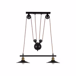 Lampada della serie Triguero de colore nero con dettaglio dorato a due luci. Realizzata in metallo con un curioso sistema de  ...