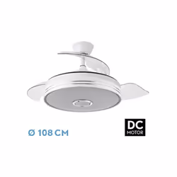 Ventilatore MATANUSKA de colore BIANCO con tre pale pieghevoli in ABS molto resistente de colore trasparente e sei velocità.  ...