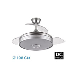 Fabrilamp - Ventilatore da soffitto Bluetooth dc Matanuska 72W nichel 4 pale