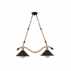 Lampada dede due luci de della serie CABO incolore NERO realizzata con una corda de corda de canapa e metallo. Utilizza due p ...