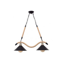 Fabrilamp - Lampada a testa 2xe27 corda nera de canapa regx80x22 cm