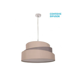 Fabrilamp - Lampada moderna con paralume di Tessuto. Cromo/Grigio-Topo. 3xE27. Dimmerabilex50cm.