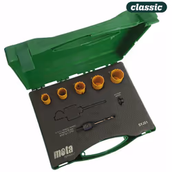 Set di seghe a tazza (19-22-25-29-32 mm). 5 seghe e 1 supporto sy5100 con adattatore per diam. da 14 a 32 mm. syj01