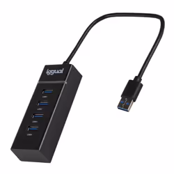 iggual IGG319246, USB 3.2 Gen 1 (3.1 Gen 1) Type-A, USB 3.2 Gen 1 (3.1 Gen 1) Type-A, 5000 Mbit/s, Nero, Acrilonitrile butadi ...
