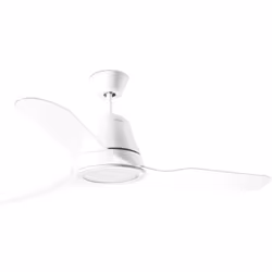 El ventilador de techo Tiga de LedsC4 cuenta con 3 palas transparentes, una estructura de color blanco y una lámpara LED con ...